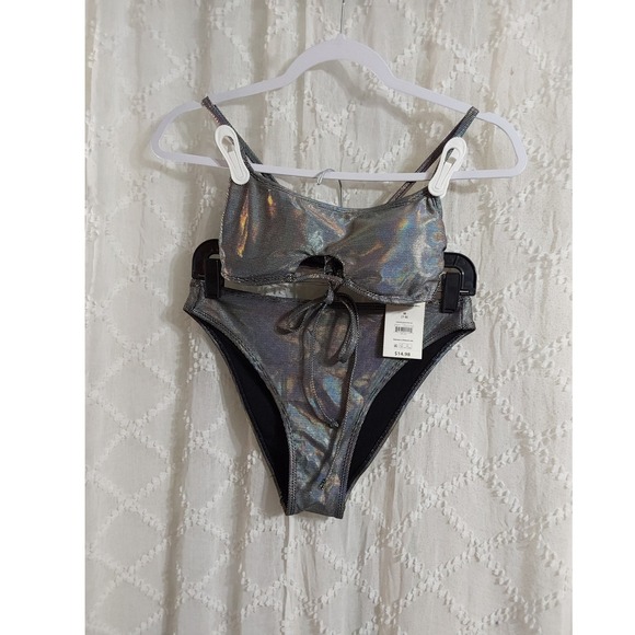 No Boundaries Other - No Boundaries Silver Holographic Bikini Set Medium 7-9 Iridescent Two Piece NWT